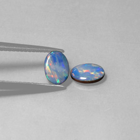 1.09 ct Multicolor Opal Doublet Stone, Natural Opal Doublet in Oval Cabochon Shape for Sale