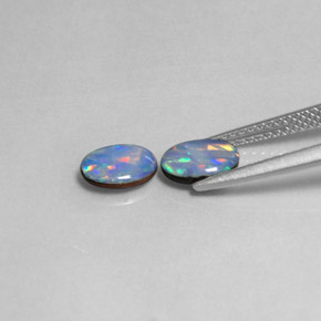 Opal Doublet Gemstone in 7 x 5 mm (calibrated) Size for Sale, Opal Doublet Stone in Multicolor Color