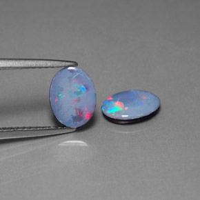 1.13 ct Multicolor Opal Doublet Stone, Natural Opal Doublet in Oval Cabochon Shape for Sale
