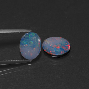 2.69 ct Multicolor Opal Doublet Stone, Natural Opal Doublet in Oval Cabochon Shape for Sale