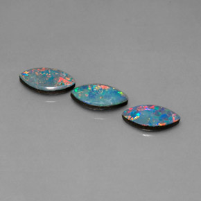2.45 ct Multicolor Opal Doublet Stone, Natural Opal Doublet in Marquise Cabochon Shape for Sale