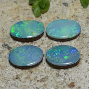 2.21 ctw Multicolor Opal Doublet Stones, Natural Opal Doublet in Oval Cabochon Shape for Sale