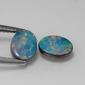 2.17 ct Multicolor Opal Doublet Gemstone, Opal Doublet Gem in Oval Cabochon Shape for Sale.