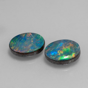 2.17 ct Multicolor Opal Doublet Stone, Natural Opal Doublet in Oval Cabochon Shape for Sale
