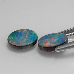 Opal Doublet Gemstone in 8 x 6 mm (calibrated) Size for Sale, Opal Doublet Stone in Multicolor Color