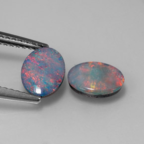 1.44 ct Multicolor Opal Doublet Gemstone, Opal Doublet Gem in Oval Cabochon Shape for Sale.