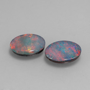 1.44 ct Multicolor Opal Doublet Stone, Natural Opal Doublet in Oval Cabochon Shape for Sale