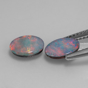 Opal Doublet Gemstone in 8 x 6 mm (calibrated) Size for Sale, Opal Doublet Stone in Multicolor Color