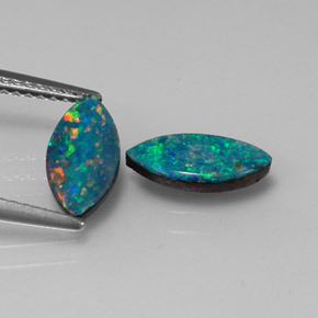 1.56 ct Multicolor Opal Doublet Gemstone, Opal Doublet Gem in Marquise Cabochon Shape for Sale.