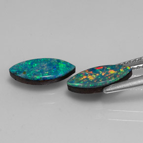 Opal Doublet Gemstone in 10 x 5 mm (calibrated) Size for Sale, Opal Doublet Stone in Multicolor Color