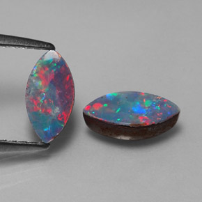 1.15 ct Multicolor Opal Doublet Gemstone, Opal Doublet Gem in Marquise Cabochon Shape for Sale.