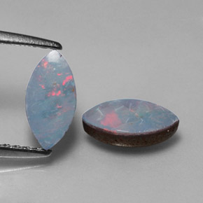 1.14 ct Multicolor Opal Doublet Gemstone, Opal Doublet Gem in Marquise Cabochon Shape for Sale.