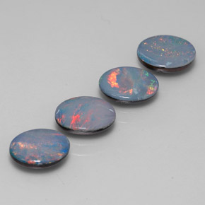 3.09 ctw Multicolor Opal Doublet Stones, Natural Opal Doublet in Oval Cabochon Shape for Sale