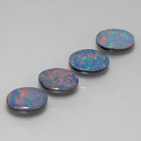 2.28 ct Multicolor Opal Doublet Stone, Natural Opal Doublet in Oval Cabochon Shape for Sale