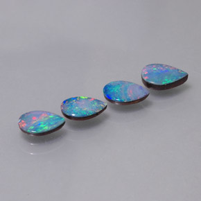1.83 ct Multicolor Opal Doublet Stone, Natural Opal Doublet in Pear Cabochon Shape for Sale