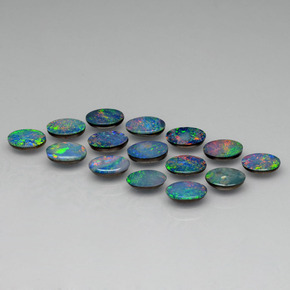 3.93 ct Multicolor Opal Doublet Gemstone, Opal Doublet Gem in Oval Cabochon Shape for Sale.