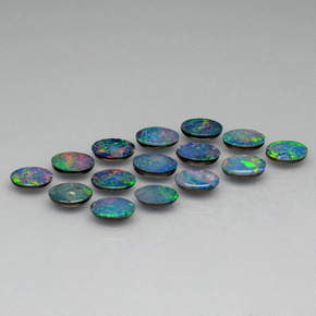 3.93 ct Multicolor Opal Doublet Stone, Natural Opal Doublet in Oval Cabochon Shape for Sale