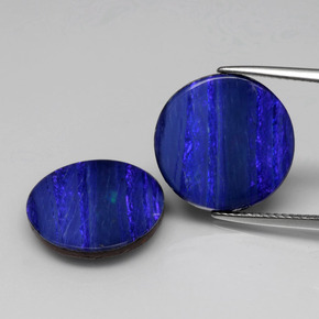4.7ct Round Cabochon Blue Opal Doublet Gem for sale 4.7ct Round Cabochon Blue Opal Doublet Gem (ID: 391594)