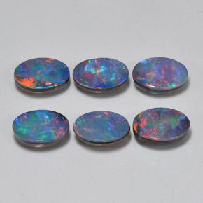 Mehrfarbig Opal-Dublette Edelstein - 0.5ct Oval Cabochon (ID: 503218)