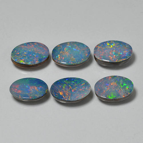 Mehrfarbig Opal-Dublette Edelstein - 0.6ct Oval Cabochon (ID: 503226)