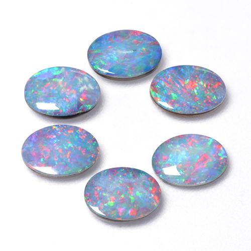 Multicolore Opale doppietta Gem - 0.6ct Ovale cabochon (ID: 503227)