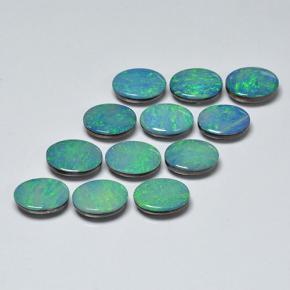 マルチカラー ダブレットオパール 宝石 - 0.6ct オーバル カボション (ID: 503299)