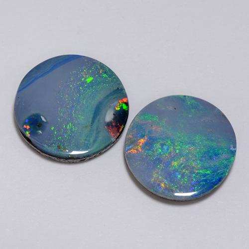 Multicolore Opale doppietta Gem - 2.2ct Cabochon rotondo (ID: 505709)