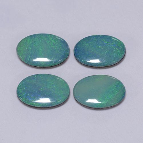 Mehrfarbig Opal-Dublette Edelstein - 0.4ct Oval Cabochon (ID: 510732)