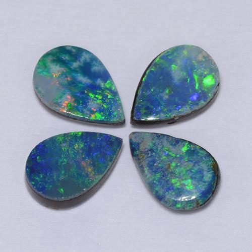 Multicolor Opal Doublet Gem - 0.3ct Pear Cabochon (ID: 510734)
