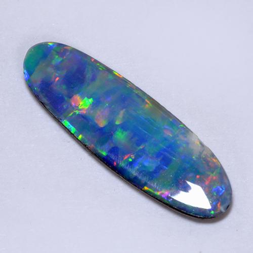 1.63 ct Multicolor Opal Doublet Stone, Natural Opal Doublet in Oval Cabochon Shape for Sale