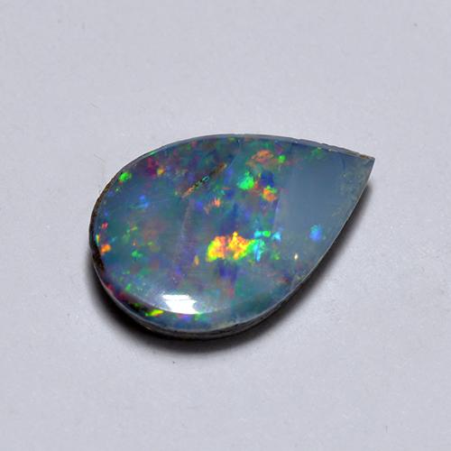 Mehrfarbig Opal-Dublette Edelstein - 0.9ct Birnen Cabochon (ID: 516732)