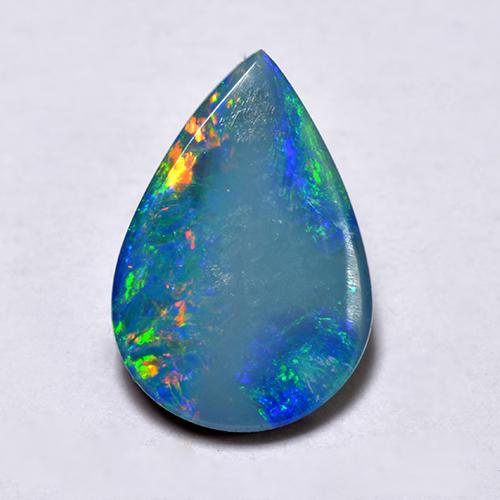 Multicolor Opal Doublet Gem - 1.1ct Pear Cabochon (ID: 517006)