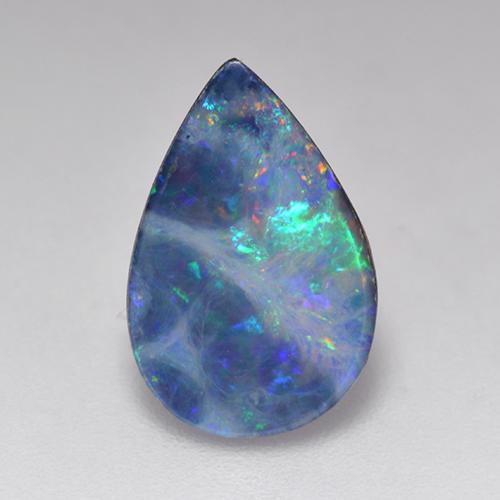 Mehrfarbig Opal-Dublette Edelstein - 1.9ct Birnen Cabochon (ID: 517255)