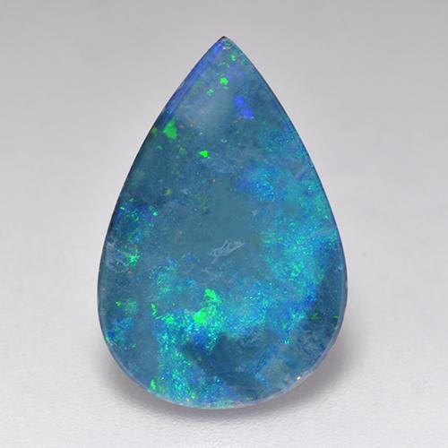 Mehrfarbig Opal-Dublette Edelstein - 2.9ct Birnen Cabochon (ID: 517256)