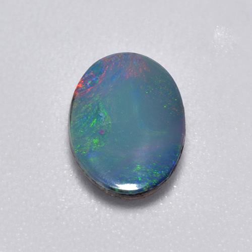 Multicolor Opal Doublet Gem - 0.8ct Oval Cabochon (ID: 517582)