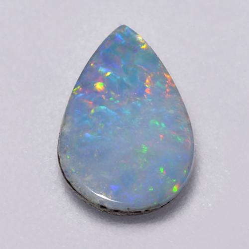 Multicolor Opal Doublet Gem - 0.9ct Pear Cabochon (ID: 517587)