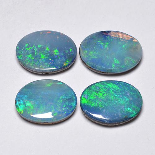 Mehrfarbig Opal-Dublette Edelstein - 0.8ct Oval Cabochon (ID: 518662)