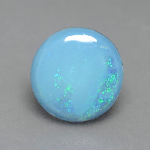 Opale doppietta Cabochon rotondo da 0,88 ct dall'Australia, dimensione 7,4mm, purezza Opaque, pietra preziosa naturale Assemblato, Opale doppietta 1pc in colore Multicolore, durezza Mohs di 5,5 - 6,5, Photo A