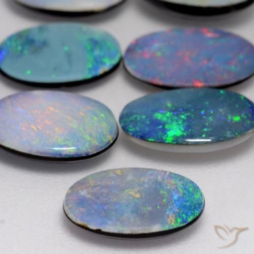 Opal Doublet Gemstones in 8.6 x 5.9 mm Size for Sale, Opal Doublet Stones in Multicolor Color