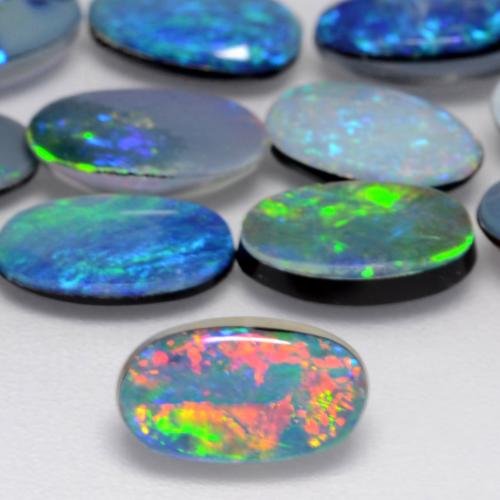Multicolor Opal Doublet Gem - 0.6ct Oval Cabochon (ID: 543368)