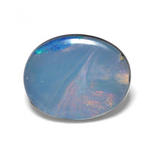 7 x 5,6mm ovaler mehrfarbiger Opal-Dublette aus Australian, Gewicht von 0,54 ct, natürlicher Edelstein in Opaque Reinheit, 1 Stück ovaler Opal-Dublette - Farbe: Mehrfarbig, Mohs-Härte von 5,5 - 6,5, Photo A