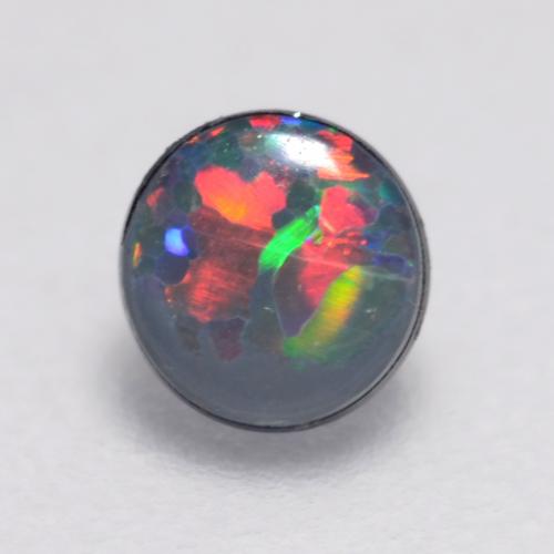0.12 ct Multicolor Opal Doublet Gemstone, Opal Doublet Gem in Round Cabochon Shape for Sale.