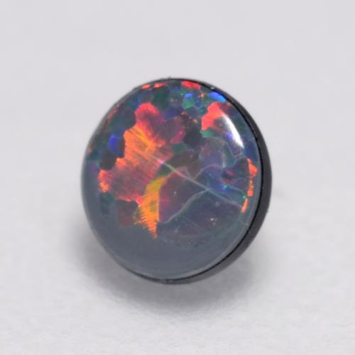 0.12 ct Multicolor Opal Doublet Stone, Natural Opal Doublet in Round Cabochon Shape for Sale