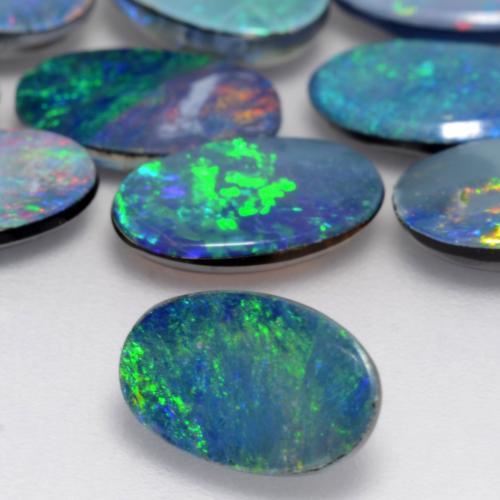 0.75 ct Multicolor Opal Doublet Stone, Natural Opal Doublet in Oval Cabochon Shape for Sale