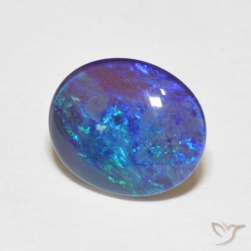 2.71 ct Multicolor Opal Doublet Stone, Natural Opal Doublet in Oval Cabochon Shape for Sale