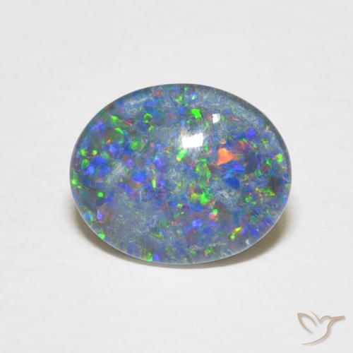2.12 ct Multicolor Opal Doublet Gemstone, Opal Doublet Gem in Oval Cabochon Shape for Sale.