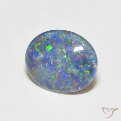 2.12 ct Multicolor Opal Doublet Stone, Natural Opal Doublet in Oval Cabochon Shape for Sale