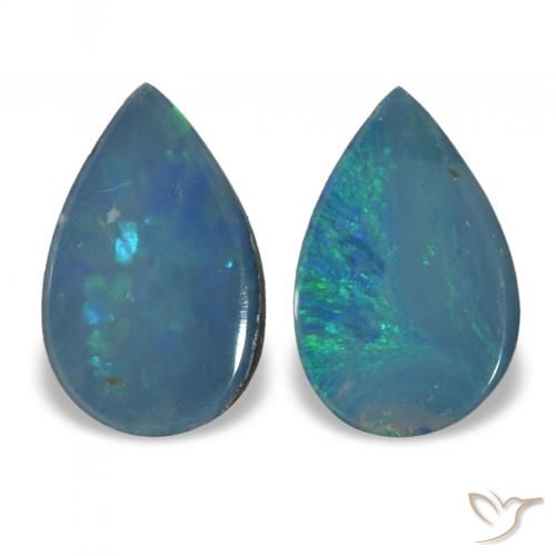 1.10 ctw Multicolor Opal Doublet Gemstones, Opal Doublet Gems in Pear Cabochon Shape for Sale.