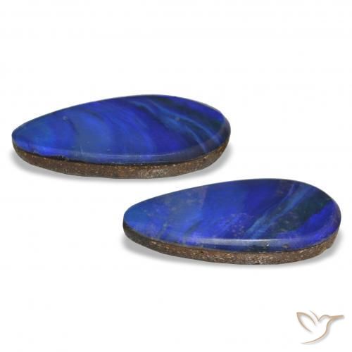 Opal Doublet Gemstones in 13.3 x 6.7 mm Size for Sale, Opal Doublet Stones in Multicolor Blue Green Color