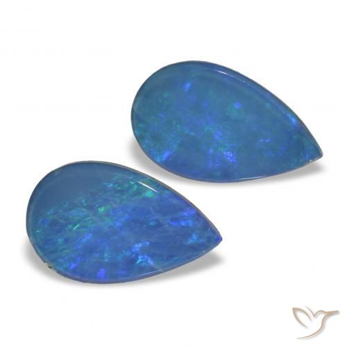 1.17 ctw Multicolor Opal Doublet Stones, Natural Opal Doublet in Pear Cabochon Shape for Sale